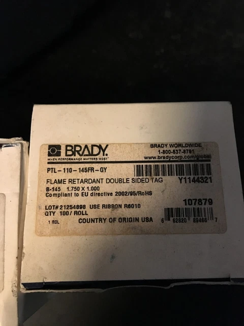 brady labels 110       ptl-110-145fr-gy/     p