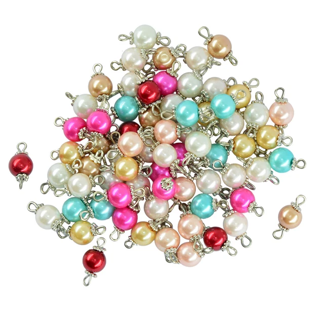 50 Stück bunte Augennadel Glas Perle Gänseblümchen Kappe Charms Anhänger