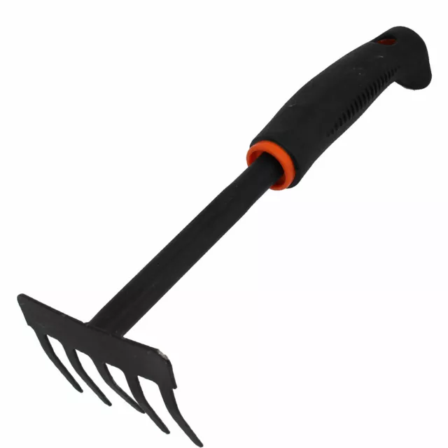 Black Plastic Handle Gardening Yard Metal Hand Tool Bow Rake 11" Long