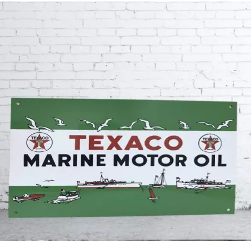 Texaco Marine Motor oil  Porcelain Enamel Heavy Metal Sign 36 x 18 inches