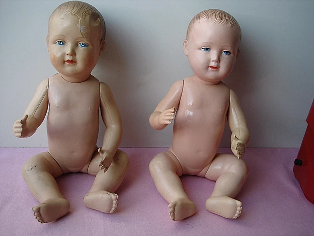 Lot De 4 Têtes De Poupées Anciennes – 3 En Bisque Et 1 En Composition – Marque Baby Loo