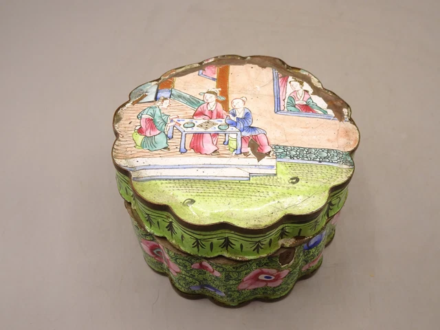 Bougeoir Ancien En émaux Sur Cuivre De Chine (Canton/Pékin), XVIIIe/XIXe Siècle - Période Qianlong/Jiaqing