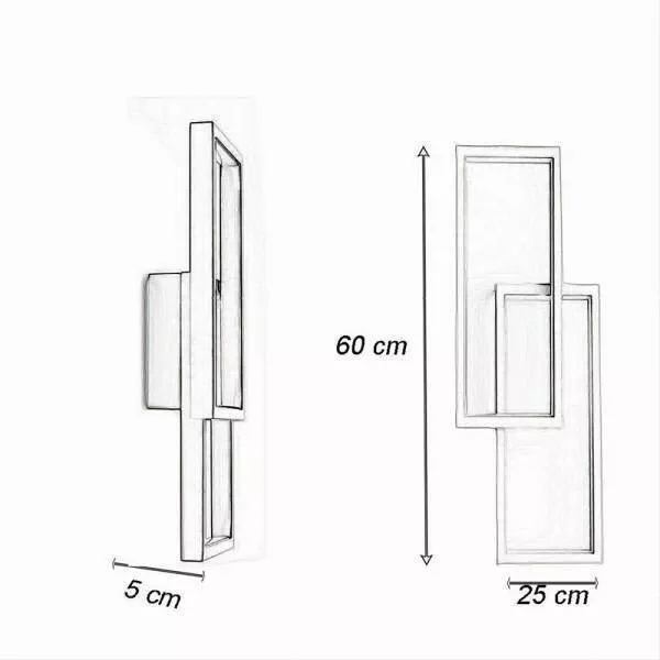 Applique Lampada da parete per interni luce muro a LED 32W moderna Rettangoli 2