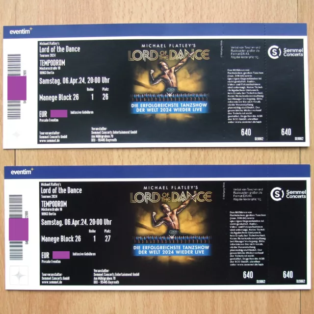 ⚡ Lord of the Dance ⚡ 2 Tickets ERSTE REIHE ⚡ Berlin SAMSTAG 06.04.2024 ⚡