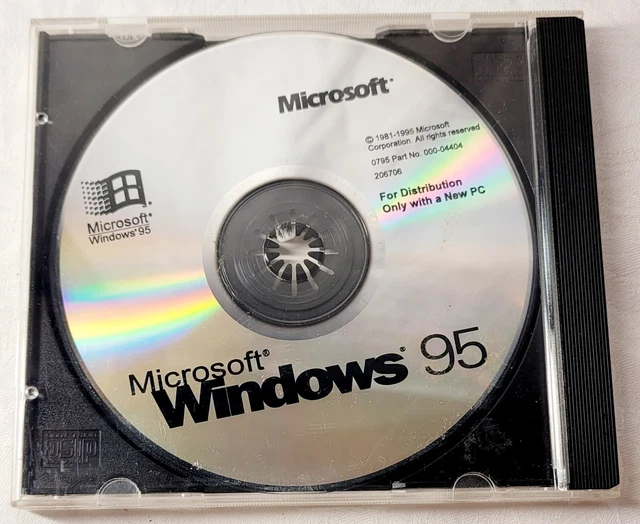 Vintage Microsoft Windows 95 Operating System CD w/Serial Number ~ Free Shipping