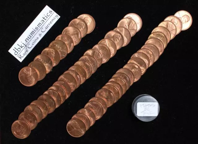 1945 S Lincoln Wheat Cent Penny Roll - 50 Red to Red Brown Unc Coins - in a Tube