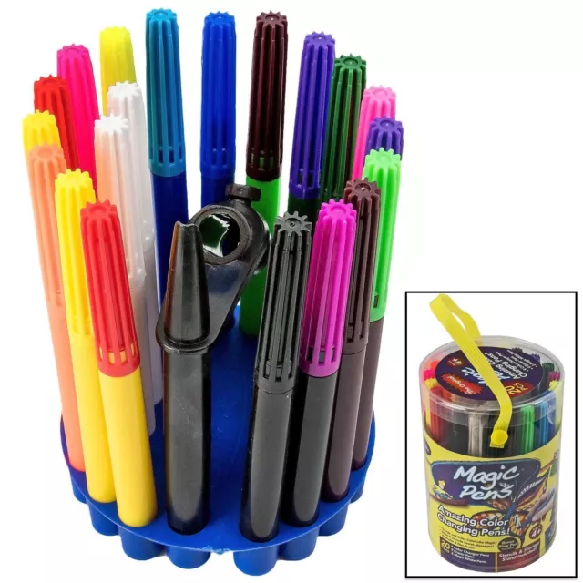 20Pc Magic Pens Amazing Colour Changing Pens Set Stencils Blow Pen Gift Set Pens