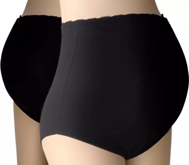 2-Pack Soft Cotton Lace Band Maternity Panty, Ebony Black