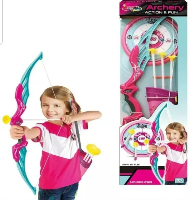 Archery Set Bow and Arrow Target Practice Toy Series for Children Pink