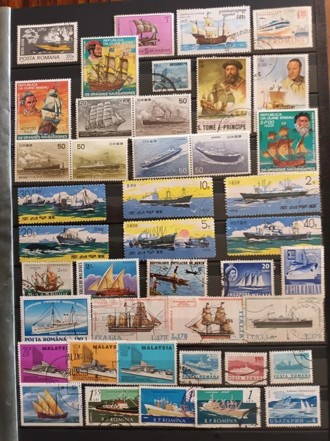 Lot de 42 Timbres Thématique "Bateaux" (THE 152)