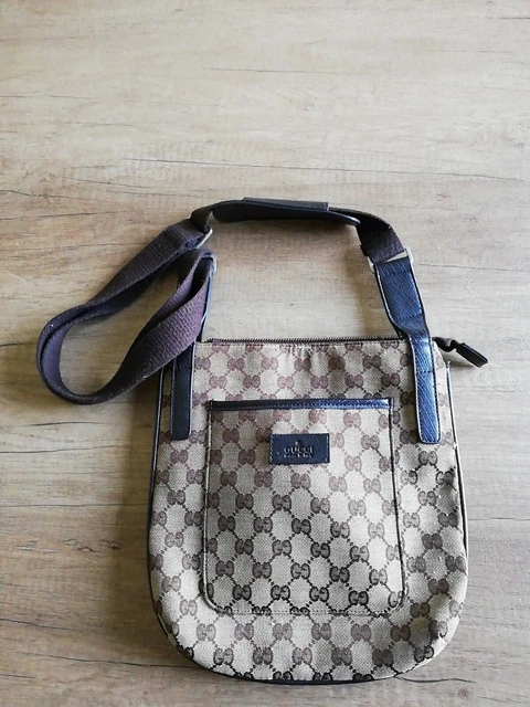 BORSELLO VINTAGE UOMO GUCCI ORIGINALE Borsa Tracolla Vera pelle e tessuto EUR 105 00 PicClick IT