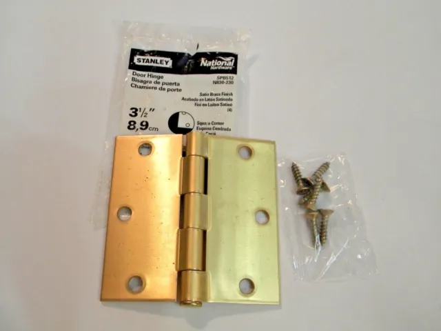 Stanley National Hardware N830-230 Door Hinge 3-1/2" Satin Brass Finish SPB512