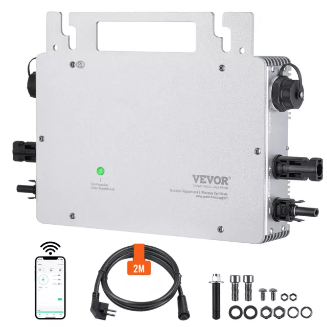 VEVOR 800W MPPT Solar Wechselrichter Grid Tie Micro Inverter App Steuerung IP67