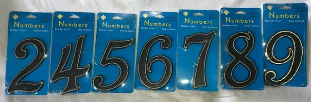 6" Black Plastic Reflective Sign House Address Street Number Easy To Install