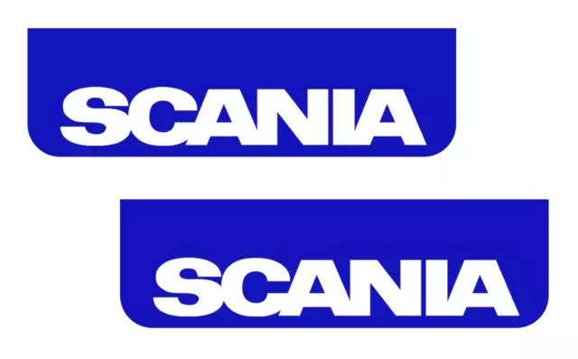 SCANIA Lorry HGV Truck Mudflaps 18 x 60cm Smooth Blue PVC Mud Flaps White Text