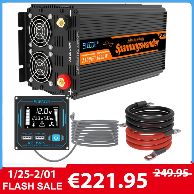 Inverter Sinusoidale Puro 500W 12V A 230V Yinleader - Convertitore DC/AC Con 2 USB, Per Auto E Camper
