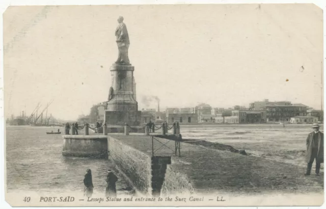 Port Said, Egypt, Lesseps Statue and entrance to the Suez Canal