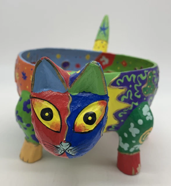 Cat Bowl Colorful Painted Cat Shaped Dish Candy Dish