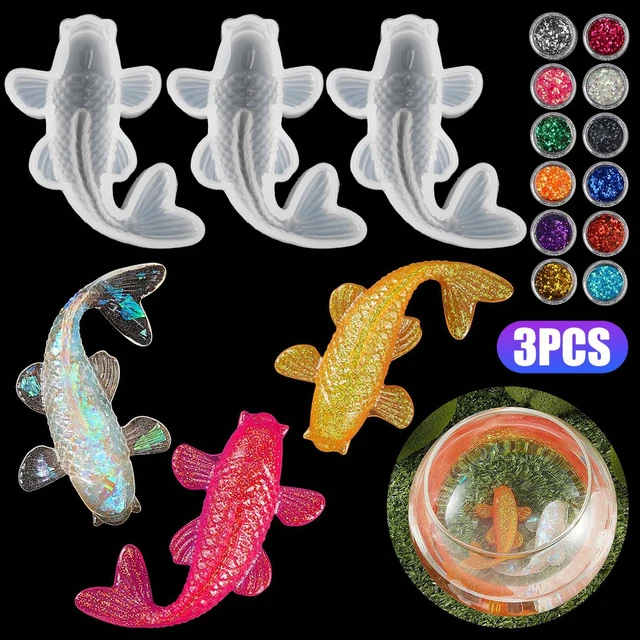 3stk DIY Silicone Resin Mold Silikonform Craft Koi Fish Making Casting Tool Set