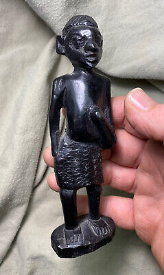 Vintage Hand Carved Ebony Wood African Man Tribal Art 7” Statue Sculpture