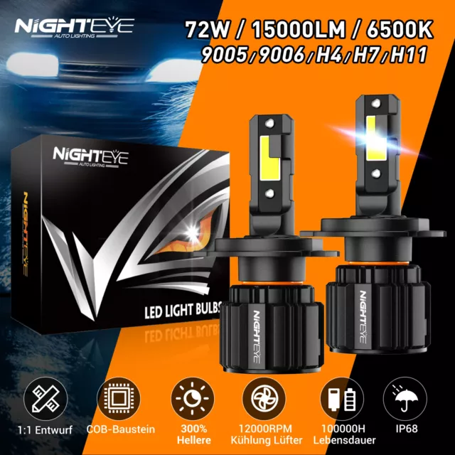 NIGHTEYE H11 LED Nebelscheinwerfer Fern Abblendlicht 15000LM Kit
