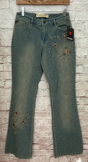 joe boxer Jeans Size 3 27x33 Vintage boho y2k low rise Flare Floral Embroidered