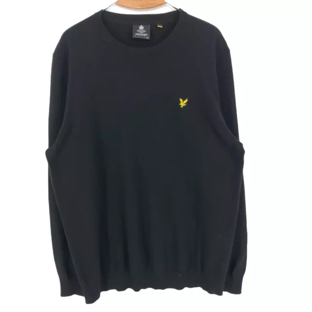 Lyle & Scott Uomo 15% Lana Girocollo Nero Pullover Maglione Taglia 2XL