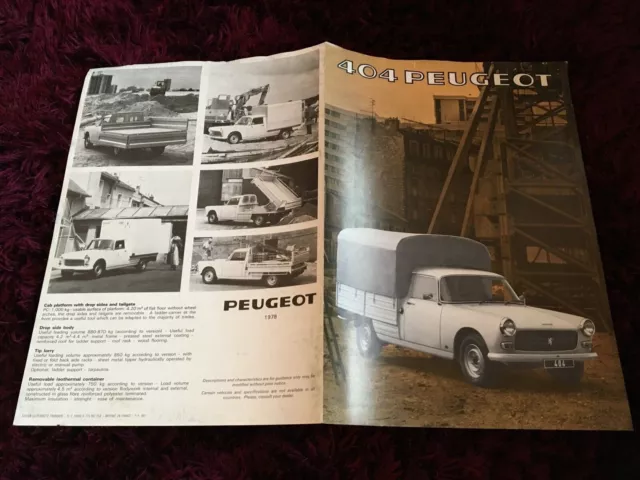 Peugeot 404 Light Lorry & Platform Cab 1000kg Brochure 1978 - UK Issue