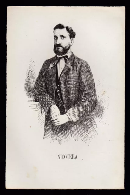 Giovanni Nicotera Incisione Xilografia '800 Politico Deputato Regno D' Italia