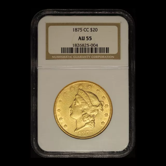 1875-CC $20 Gold Liberty Head Double Eagle NGC AU 55 - Free Shipping USA