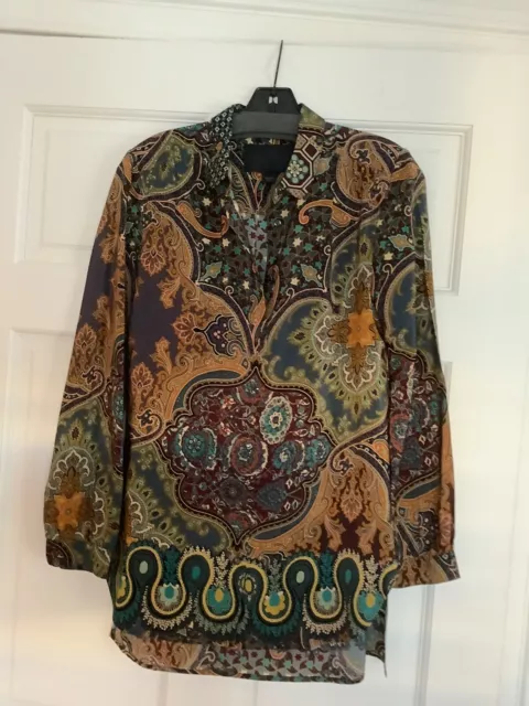 Womans JCrew Collection Silk Tunic Blouse Paisley 4