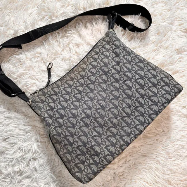Christian Dior Messenger bag Shoulder Bag Trotter Navy Gray Oblique Canvas