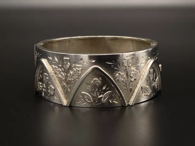 Victorian Sterling Silver Bangle Bracelet Aesthetic Movement 1883