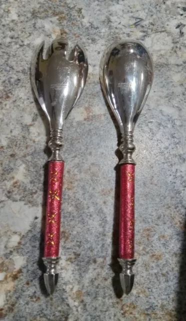 C) Pier 1 Imports Sequin Silver Red 2pc Serving Utensils