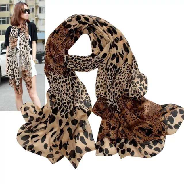 Women Leopard Print Little Silk Scarf Hair Tie Band Neckerchief Multi-Purpose YY