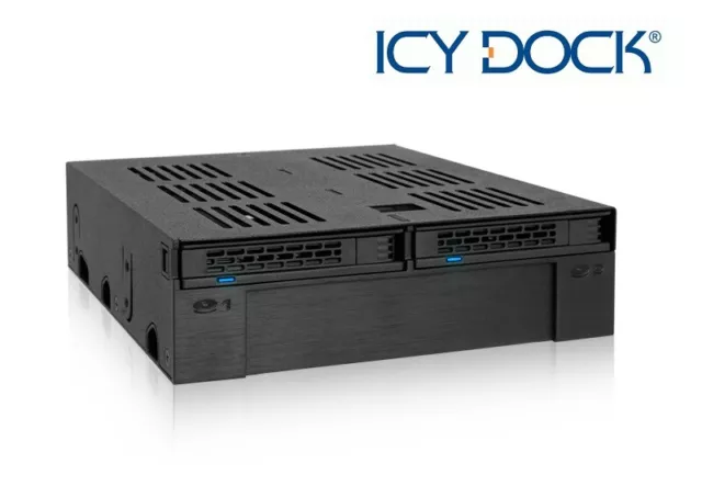 New ICY Dock ExpressCage MB322SP-B 2 Bay 2.5" SAS SATA SSD HDD Mobile Rack