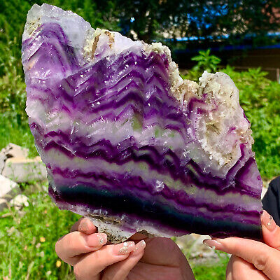 2.46LB Natural beautiful Rainbow Fluorite Crystal Rough stone specimens cur