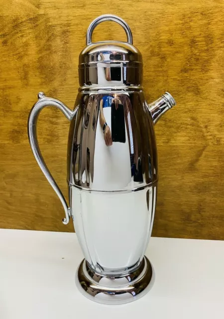 Vintage Stainless Chrome Cocktail Shaker Pourer 12.75" Tall