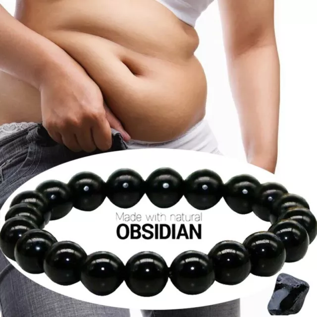 Bracelet en pierre d'obsidienne noire de 8MM, soulagement des graisses,...