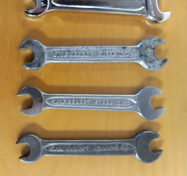Lot of 10 Vintage Indestro Dropped Forged Open End Wrenches, Made in USA 7