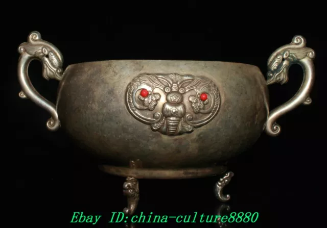 7.1 "cuivre antique Dragon tige chauve - souris encensoir censer