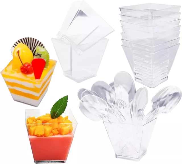 Verrine Plastique Aperitif, 50PCS Coupes à Dessert 60ML, Tasses à Dessert  avec Cuillères Transparent, Réutilisable : : Cuisine et Maison