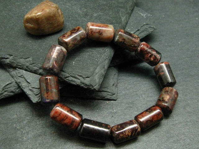 Bustamite Genuine Bracelet ~ 7 Inches ~ 15mm Barrel Beads
