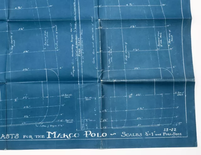 L. Francis Herreshoff Orig Vintage MARCO POLO Boat Blueprint #13/22 Masts