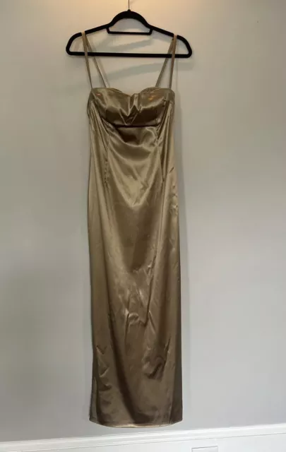 Vintage Authentic DOLCE & GABBANA Satin Gold Bustier Dress Size 44 Italy - 8 US