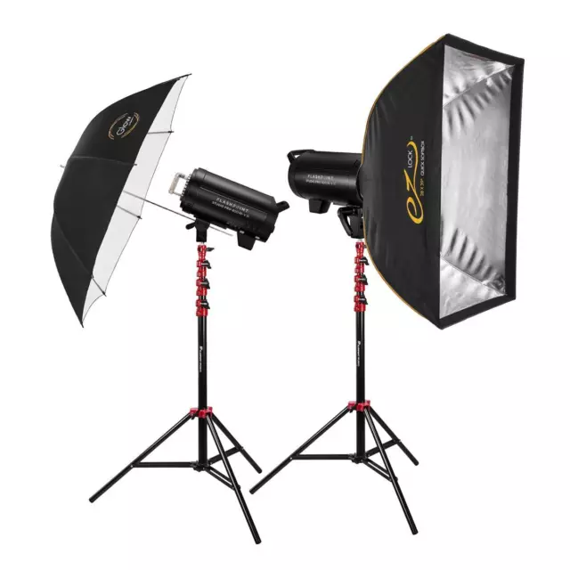 Flashpoint Studio Pro 800 III-V R2 2-Light Kit with Stands, Softbox and Umbrella