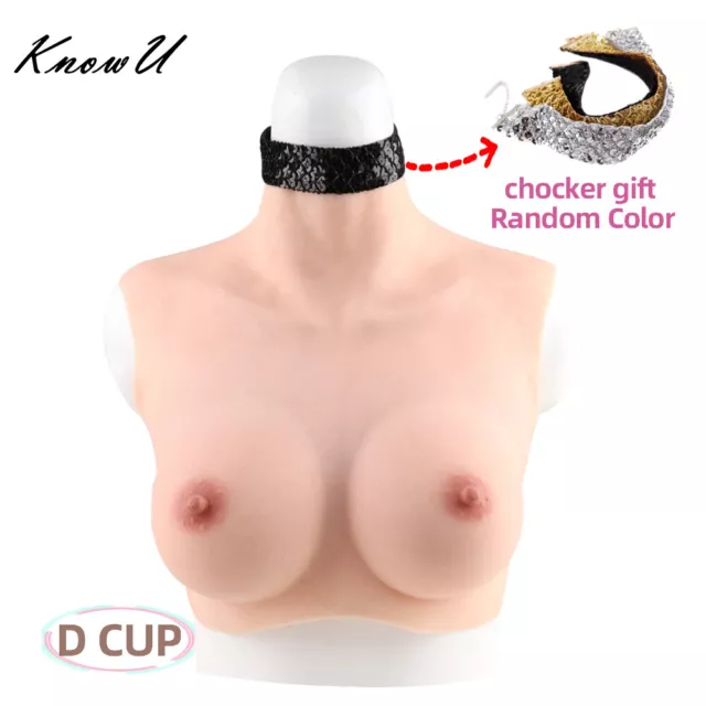 Soft Silicone Boobs D Cup Breast Forms Half Body Tight Suit CD TG TV For Male