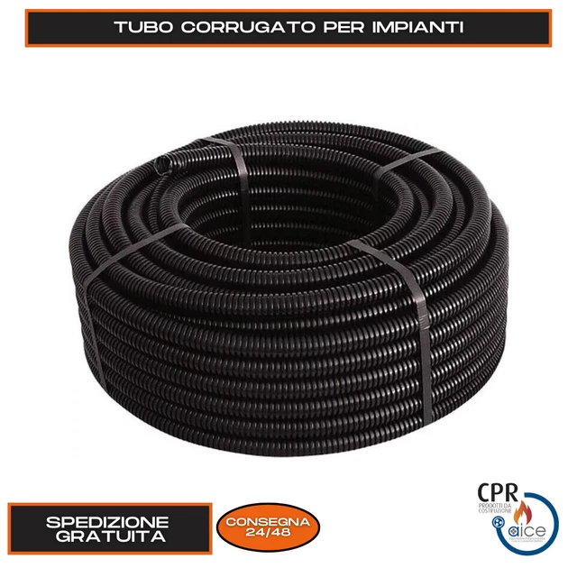 Tubo Corrugato Nero Per Cavi Diametro 20mm - Rotolo 25 Metri, PVC Flessibile Per Impianti - Foto 9