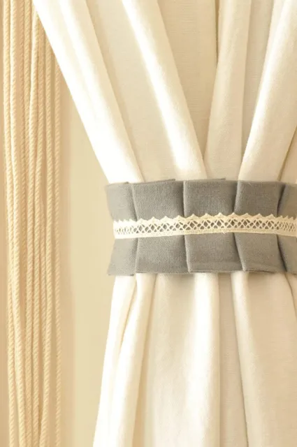 Beautiful Cotton Curtain Holders Tieback 15 Inch Grey for Door set of 2