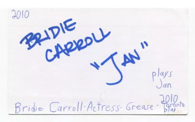 Birdie Carroll Signed 3x5 Index Card Autographed Actress Grease Play